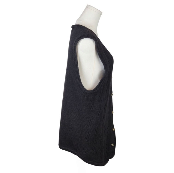 Vintage Mens Portraits Black Cable Knit Sweater Vest XL Unisex Academia - Picture 3 of 11
